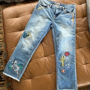 Johnny Was Cactus Embroidered Crop Jean - Size 27